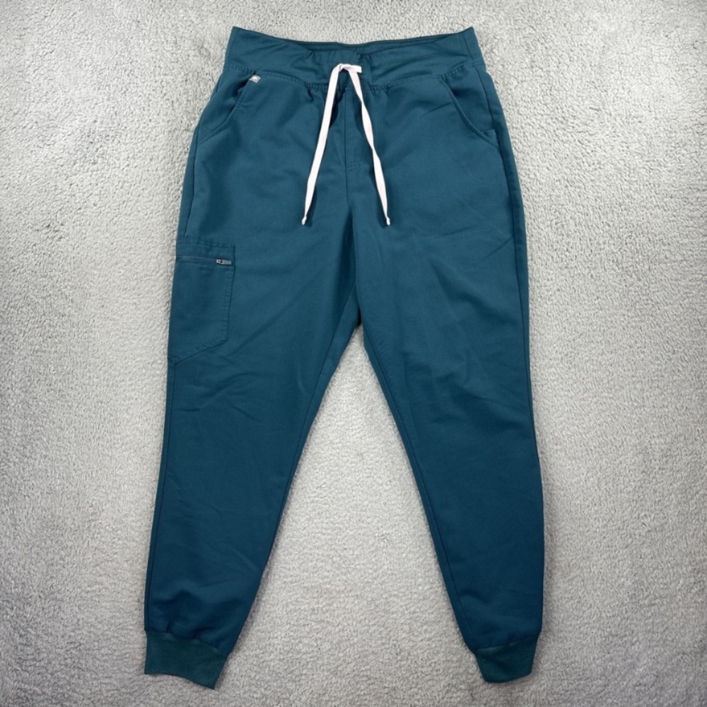 Figs Zamora Jogger Scrub Pants Womens Large Teal Cargo Pocket Medical